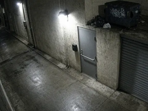 Live video monitoring of a commercial property service entrance for live security camera monitoring