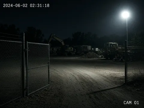Live video monitoring of an equipment yard gate for remote security camera monitoring