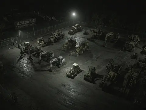 Remote video monitoring of an after-hours equipment yard near Jacksonville for live security camera monitoring