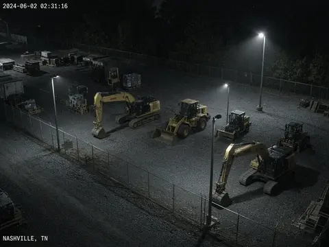 Remote video monitoring of an after-hours equipment yard near Nashville for live security camera monitoring