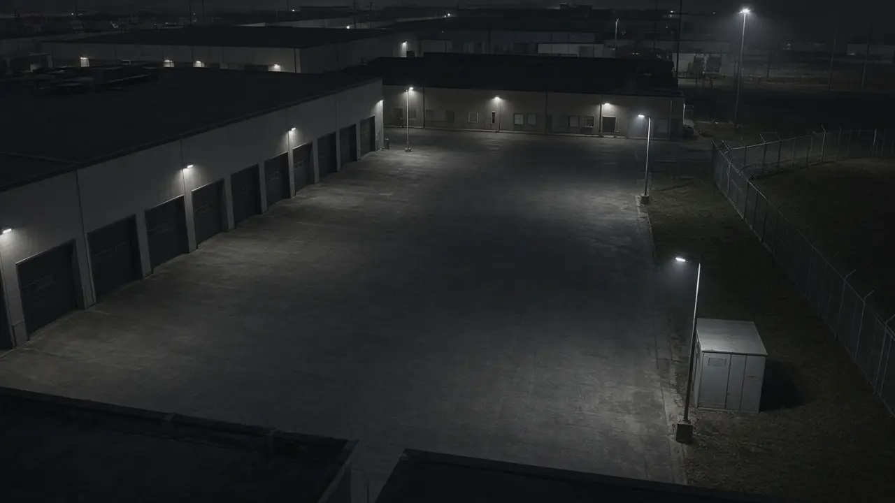 AI video monitoring CCTV view of a commercial property for live video monitoring and remote security camera monitoring