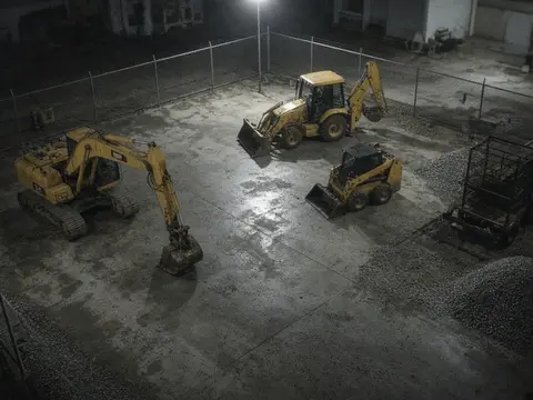 Remote security camera monitoring with AI-assisted oversight of an after-hours industrial yard