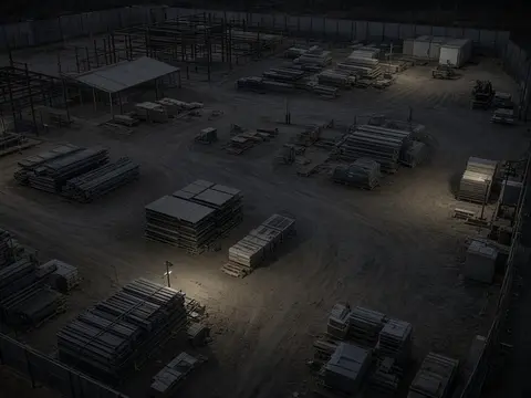 Monitored security cameras live view of a commercial warehouse for remote video monitoring